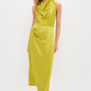 Tuckernuck Chartreuse Satin Sinclair Dress NWT